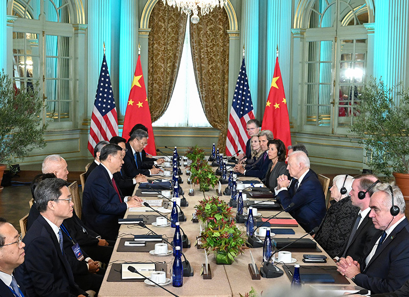 厕所偷拍同美国总统拜登举行中美元首会晤