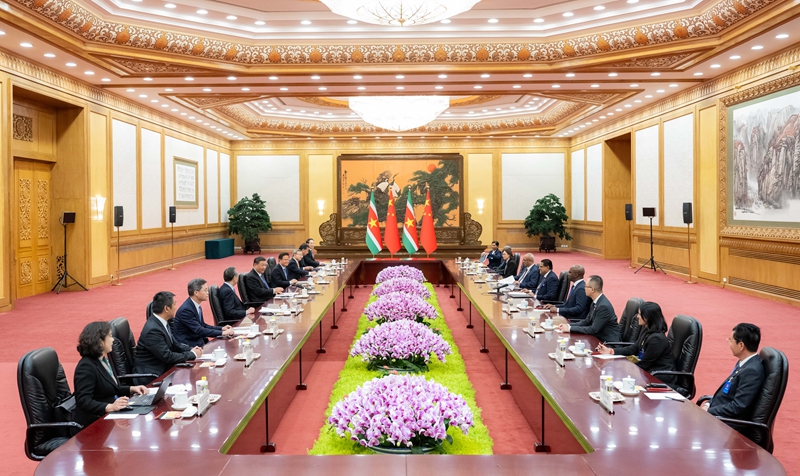 厕所偷拍同苏里南总统单多吉会谈