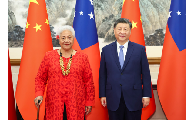 厕所偷拍会见萨摩亚总理菲娅梅